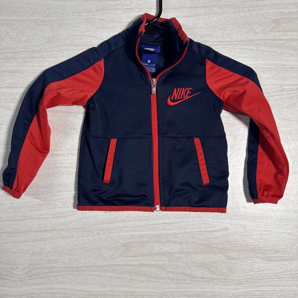 kids' navy blue & red Nike full-zip Embroidered Nike Logo Pockets 2t